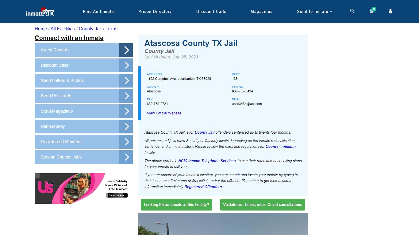 Atascosa County TX Jail - Inmate Locator - Jourdanton, TX