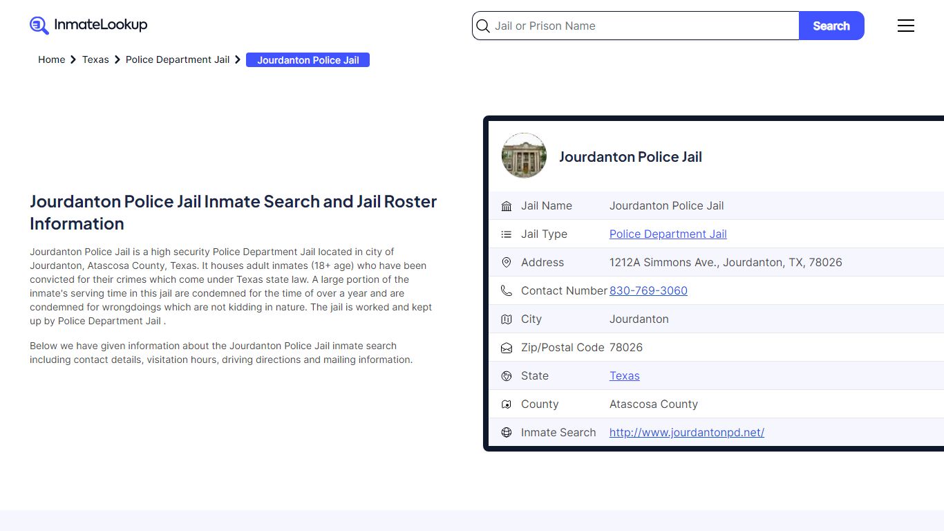 Jourdanton Police Jail (TX) Inmate Search Texas - Inmate Lookup