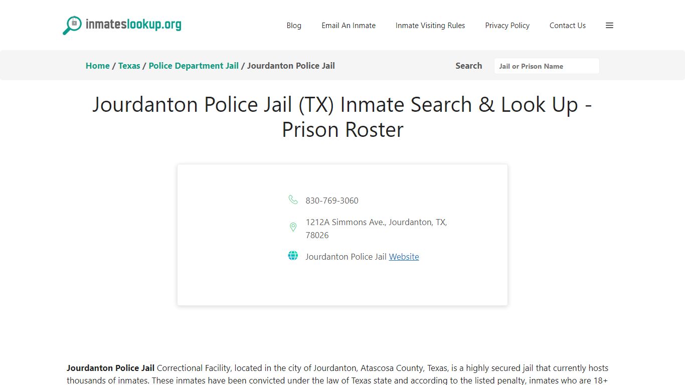 Jourdanton Police Jail (TX) Inmate Search & Look Up - Prison Roster